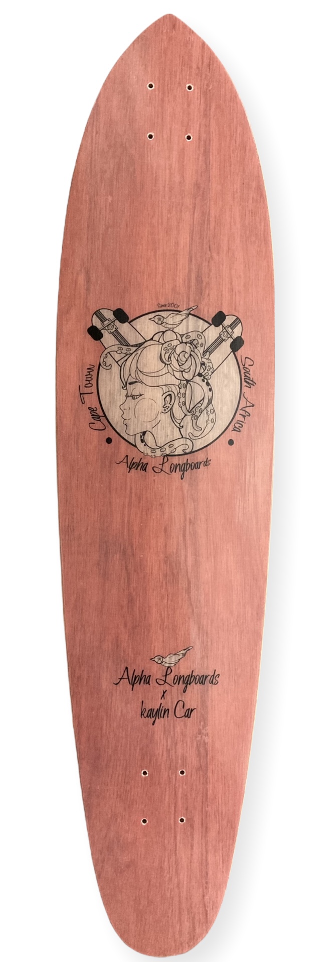 Alpha Longboards x Kaylin Car – Roundtail Pintail Woodgrain –  Alphalongboards